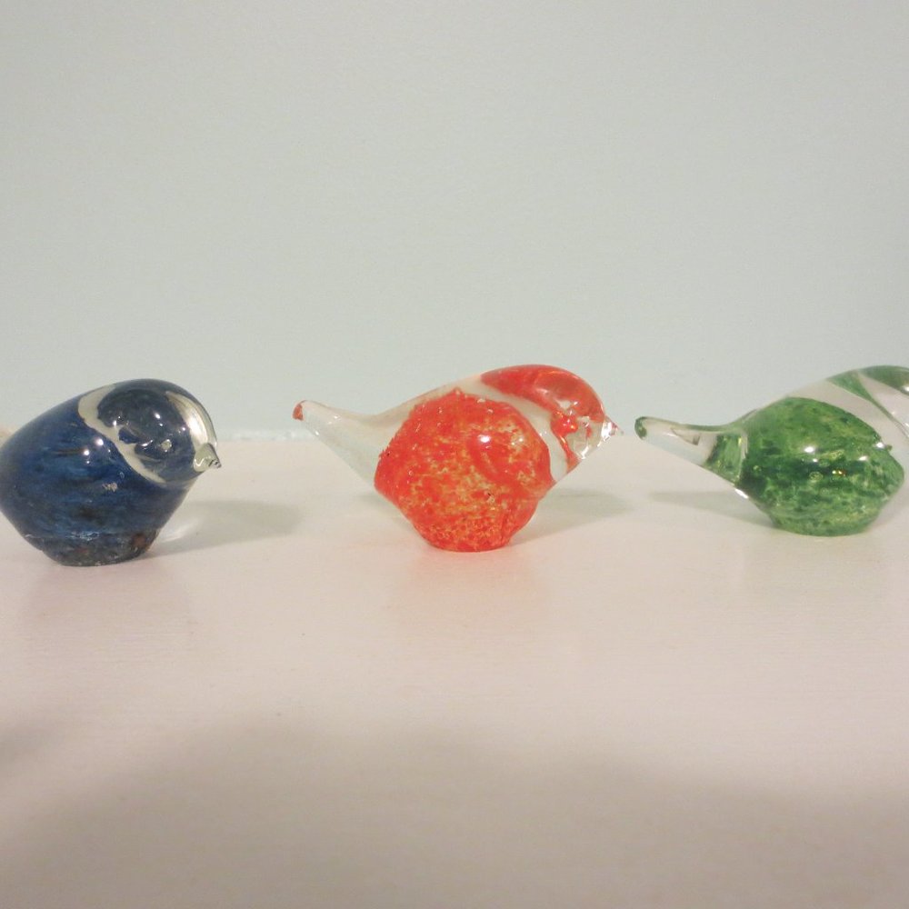 Vintage Randsfjord Handblown 3 Glass Birds Norway